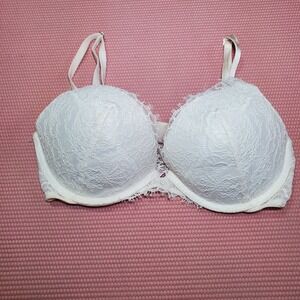 Victoria's Secret Dream Angels Push Up Bra 32D Fairy Lace Mermaid White Bridal